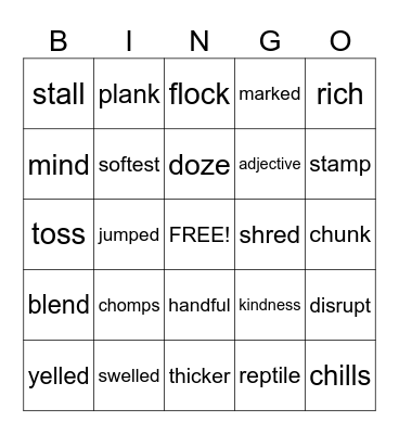 Fundations: Lvl 2 Unit 6 Words Bingo Card