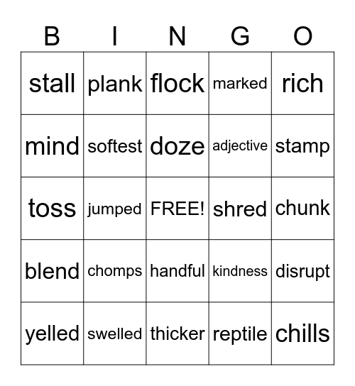 Fundations: Lvl 2 Unit 6 Words Bingo Card