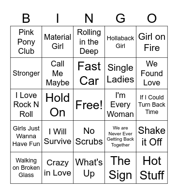 Girl Power Bingo Card