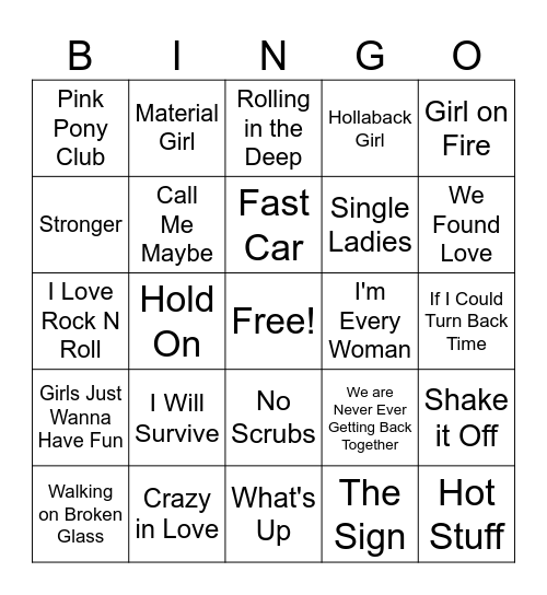 Girl Power Bingo Card