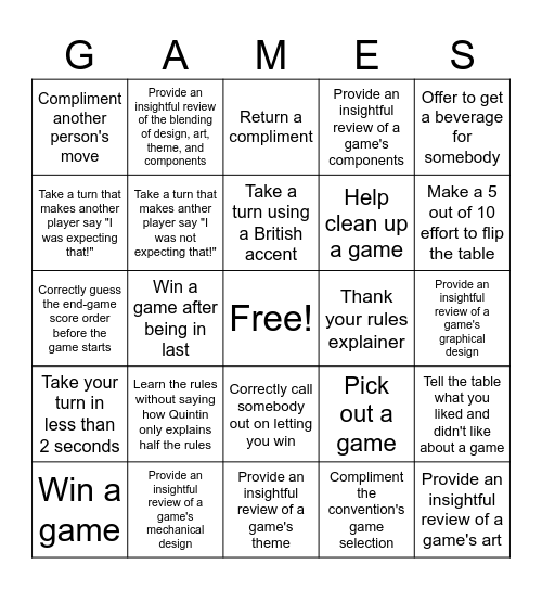 QuintinCon Bingo Card