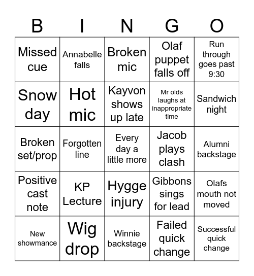 Tech Week Bingo Card
