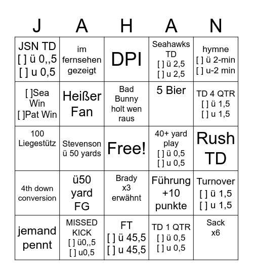 SB 60 Halb Tipico Bingo Card