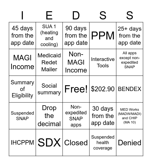 IEDSS BINGO Card