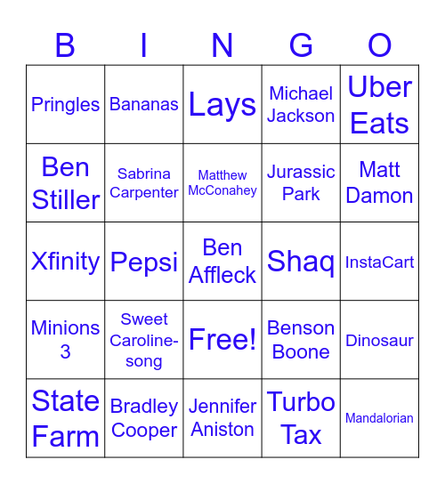 Super Bowl LX Bingo Card
