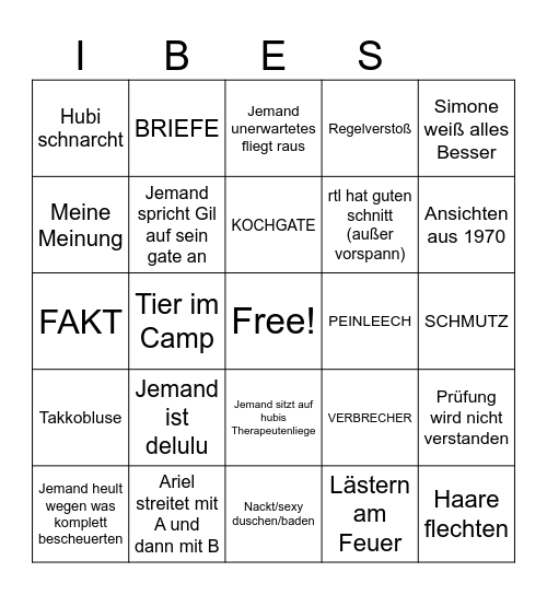 TAG 15 IM DSCHUNGEL Bingo Card
