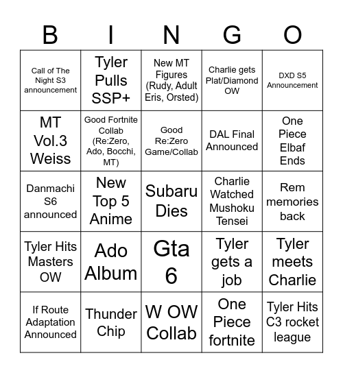 2026 Bingo TD Bingo Card