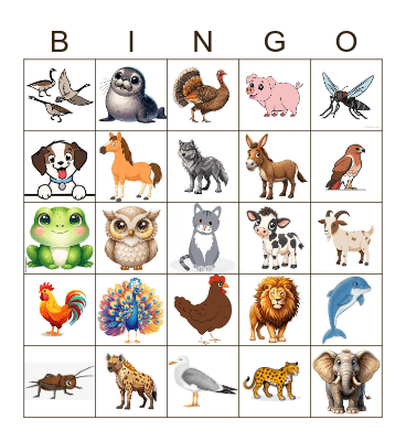 ANIMAL Bingo Card