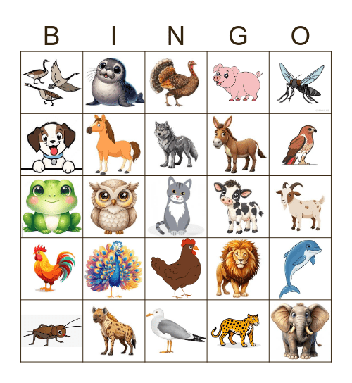 ANIMAL Bingo Card