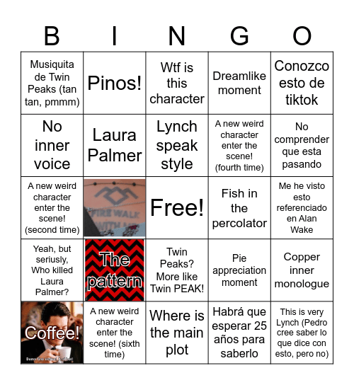 Twin Peak - Pedro Bingo Card