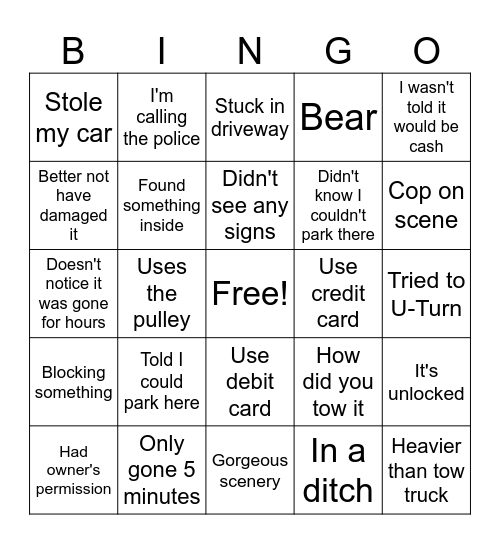 Everything Auto Bingo Card