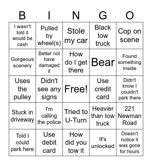 Everything Auto Bingo Card