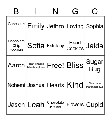 Valentine's Day Bingo Card
