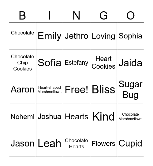 Valentine's Day Bingo Card