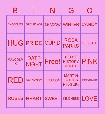 February Bingo Card