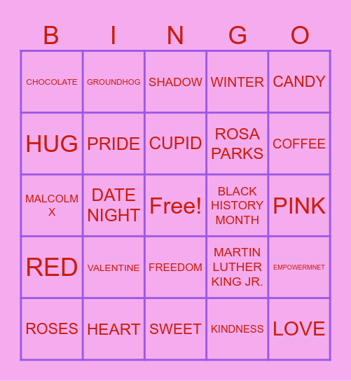 February Bingo Card