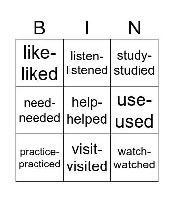 REGULAR-VERBS Bingo Card