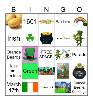 Saint Patrick's Day Bingo Card