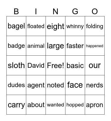 2nd Grade Bingo Card