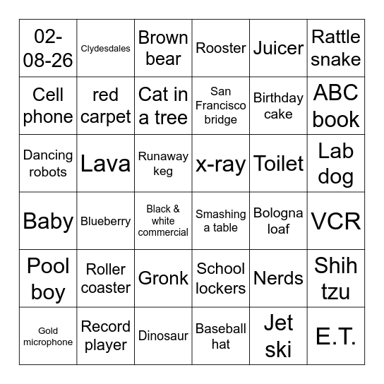 Super Bowl 60 Bingo Card