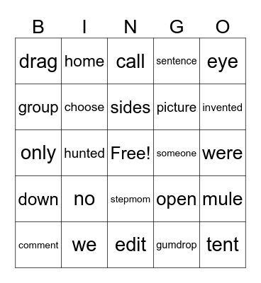 3rd Grade Bingo Card