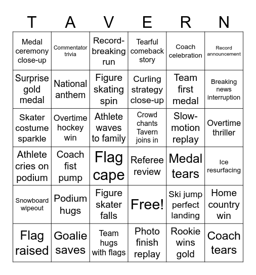 Winter Games BINGO Card