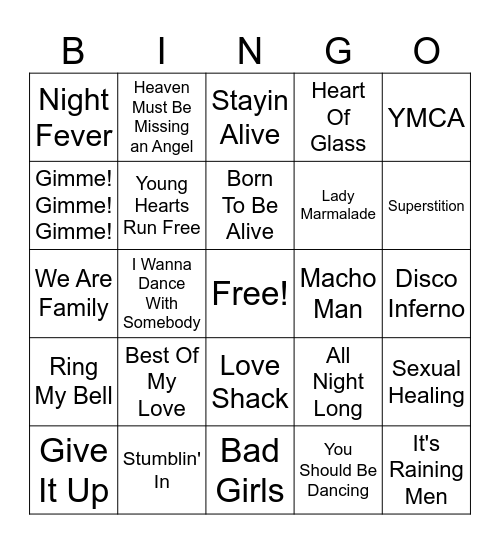 70's Disco! Bingo Card
