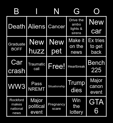 2026 Bingo Card Bingo Card