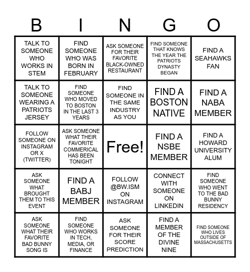 SUPER BOWL LX BINGO Card