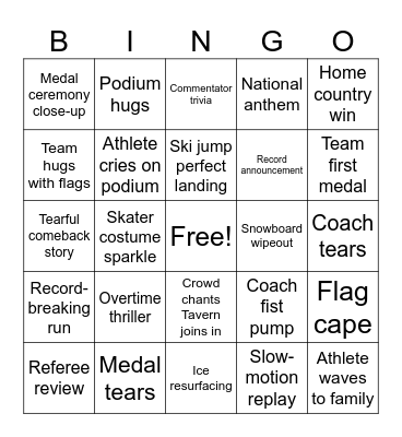Winter Games 2026 Bingo Card