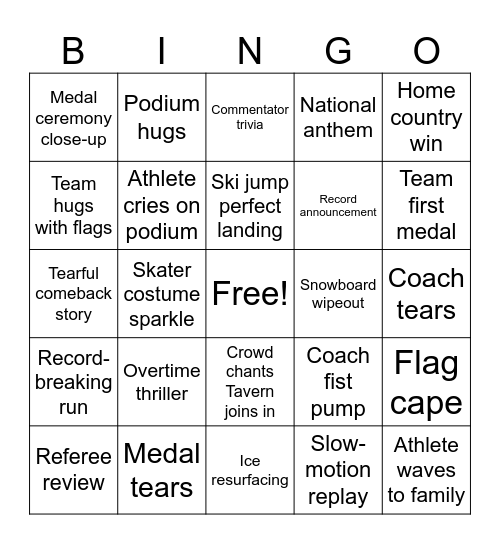 Winter Games 2026 Bingo Card