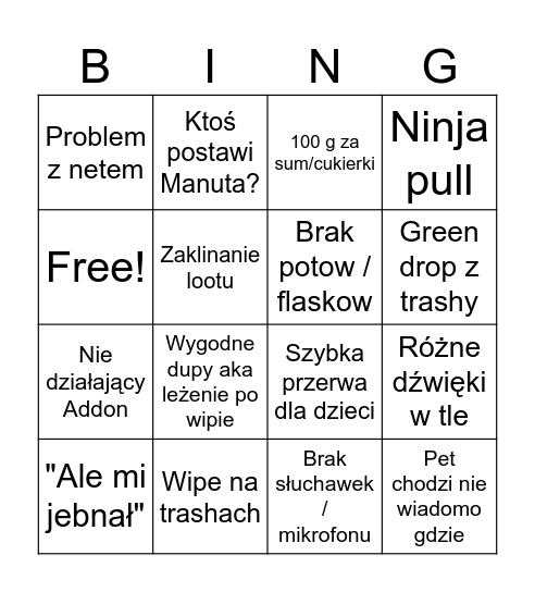 Raidowe Bingo Card