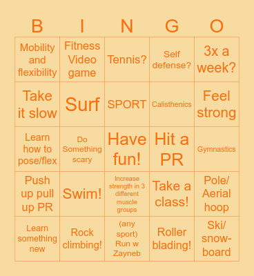 Gymbo Bingo Card