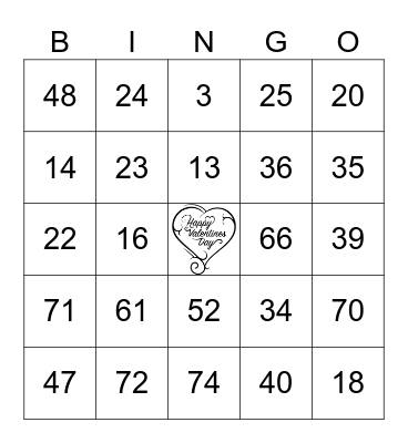 Valentines Brunch Bingo Card
