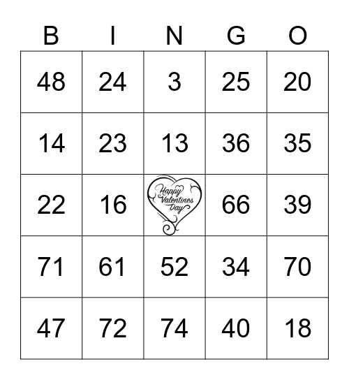 Valentines Brunch Bingo Card