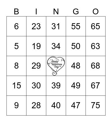 Valentines Brunch Bingo Card