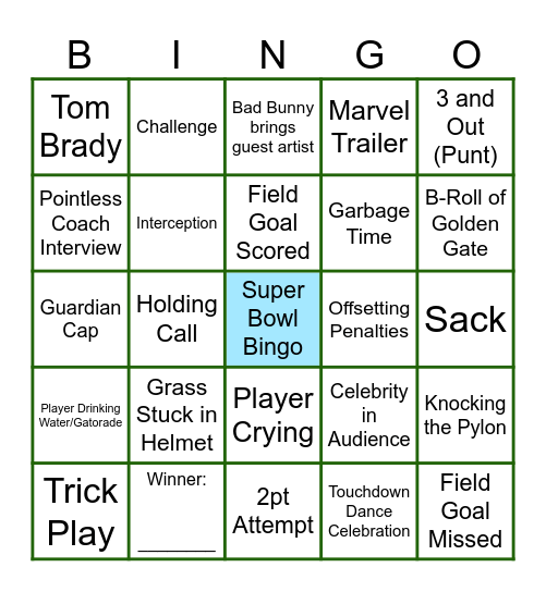 SUPER BOWL BINGO Card
