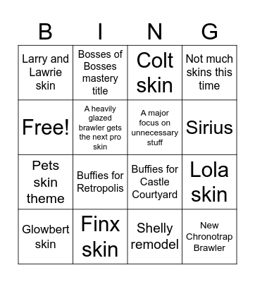 Brawl Talk Bingo Card