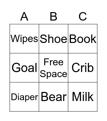 Baby Shower Bingo Card