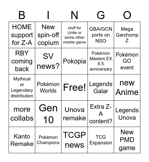 Pokémon Day 2026 Bingo Card