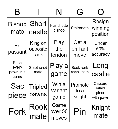 Chess Bingo Card
