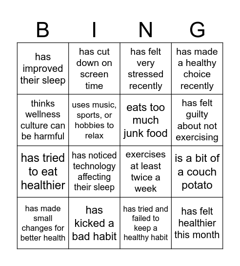 Find Someone Who..... Bingo Card