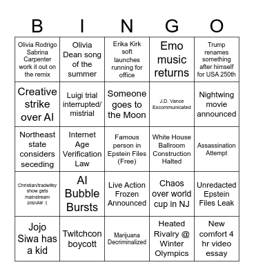 2026 Bingo Card