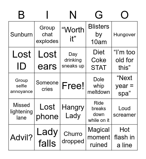 E-Sq Disneyland Bingo Card