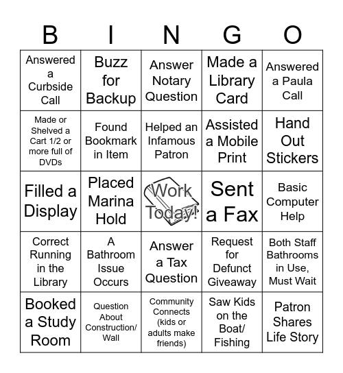 North Point Library Bingo Card