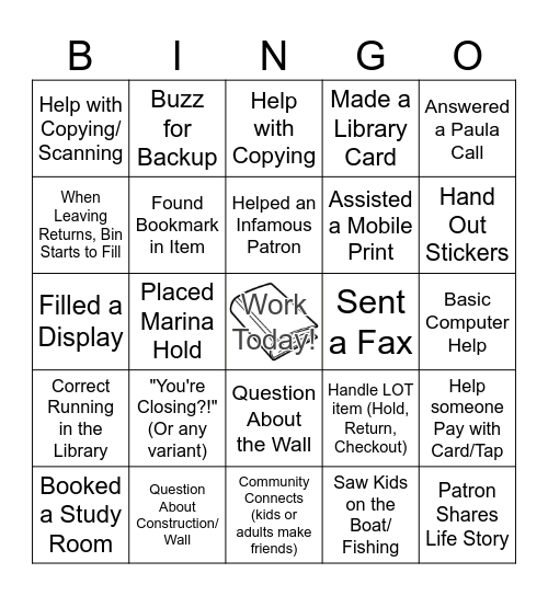 Pre-Closure North Point Library Bingo Card