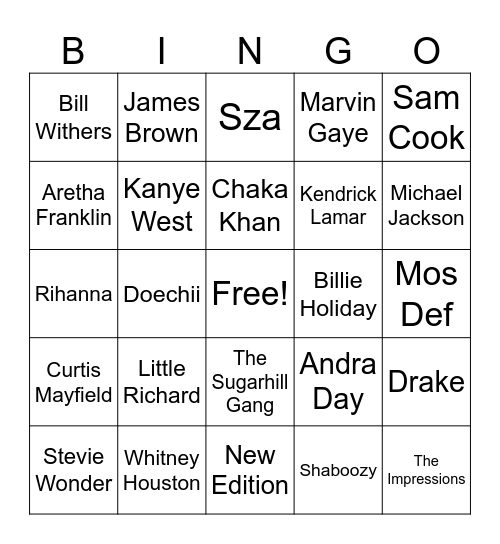 Black History Month Bingo Card
