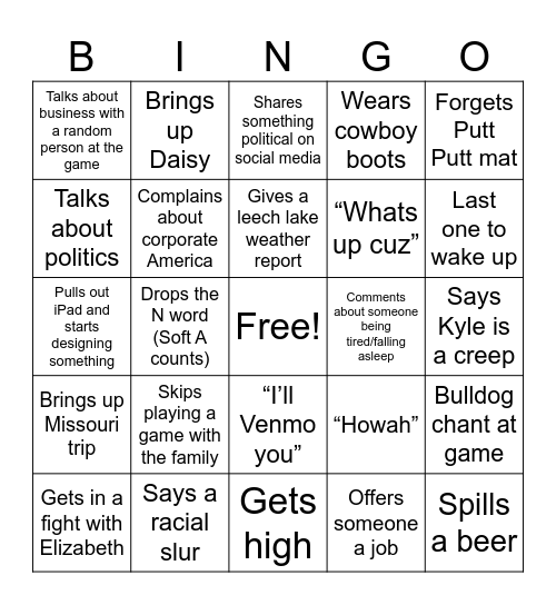 Duluth 2026 Thompson Trip Bingo Card