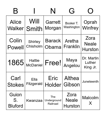 Black History Bingo Card