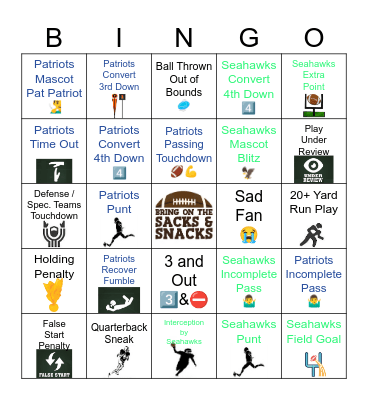 🏆🏈 SUPER BOWL 2026  🏈🏆 Bingo Card